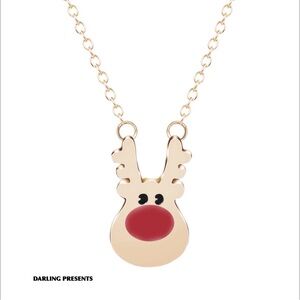 Rudolph The Red Nose Reindeer Necklace Women Color Gold